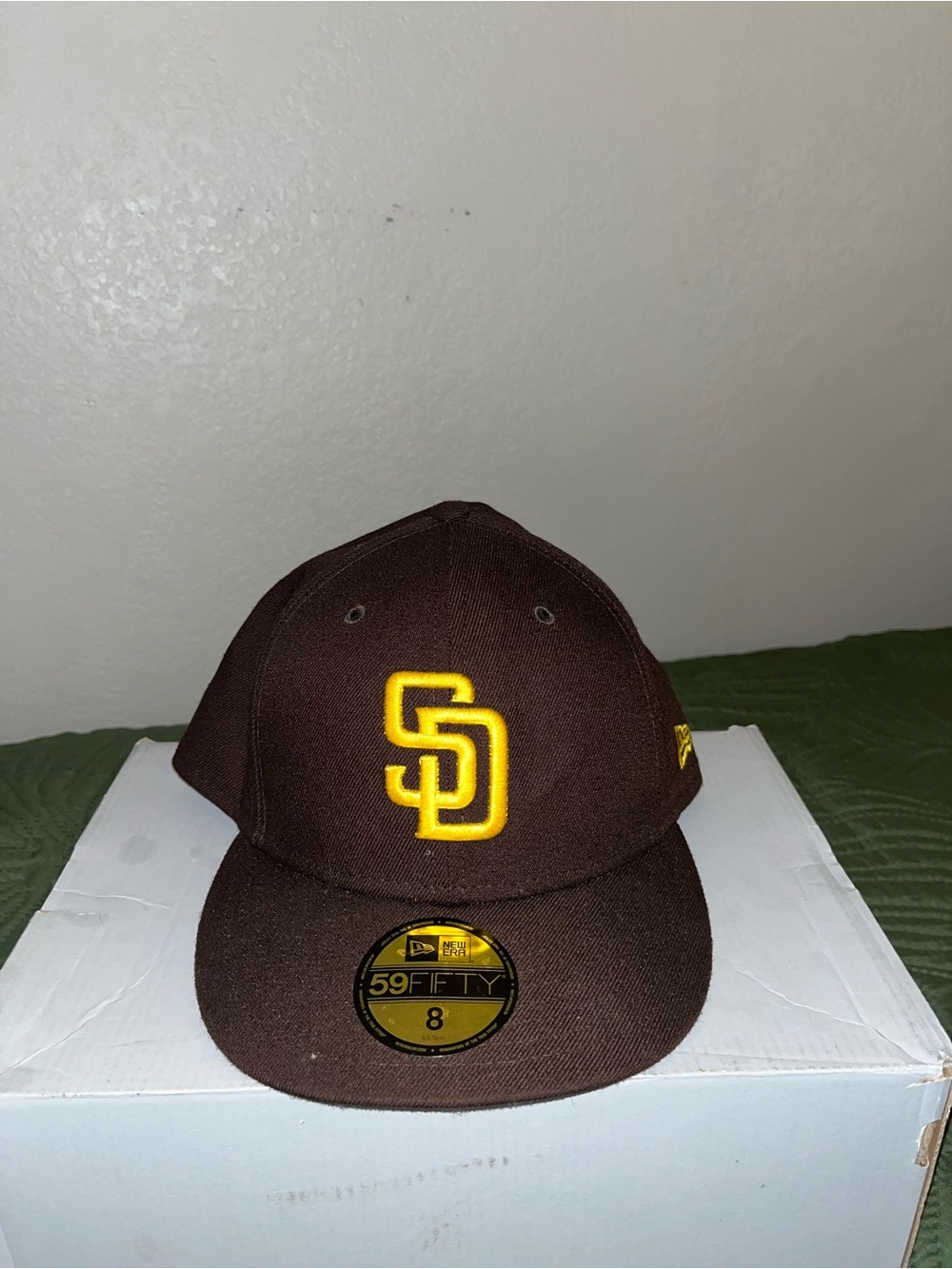 New Era Brown Fitted Hat with Yellow SD Logo